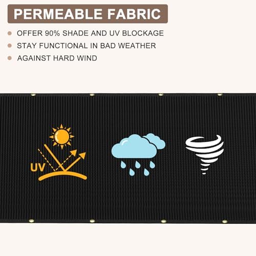 6X50FT Privacy Screen Fence, Heavy Duty Fencing Shade Cover, 170GSM 90% Blockage Mesh Shade Net for Wall Garden Yard Backyard (6 ft X 50 ft, Black)