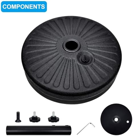 Simple Deluxe 50lbs 20" Capacity Fillable Patio Umbrella Round Base for Outdoor Lawn, Garden, Black