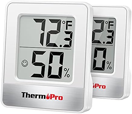 ThermoPro TP49 2 Pieces Digital Hygrometer Indoor Thermometer Humidity Meter Mini Hygrometer Thermometer with Temperature and Humidity Monitor Room Thermometer