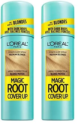 L'Oreal Paris Magic Root Cover Up Hair Color Concealer Spray For Blondes with Dark Roots, Ammonia and Peroxide Free, Medium Blonde, 2 fl. oz. (Pack of 2)