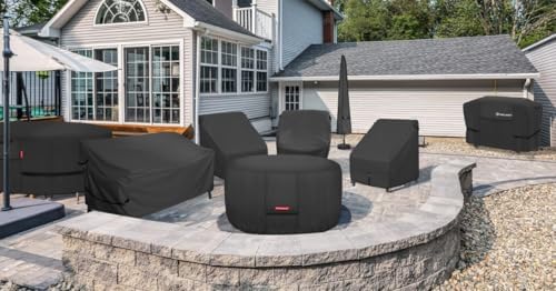 Porch Shield Fire Pit Cover - Waterproof 600D Heavy Duty Fade Resistant Round Patio Fire Bowl Cover Black - 50 inch