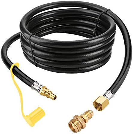 WADEO 12 FT Propane Quick Connect Hose for RV to Gas Grill, Propane Quick Connect Fittings for 1 LB Throwaway Bottle Connects 1 LB Portable Appliance to RV 1/4" Female Quick Disconnect