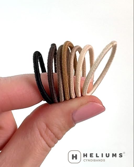 Heliums Small Hair Ties - Ginger - No Damage Mini 1 Inch Reusable 2mm Elastics for Thin Hair and Kids, Neutral Ponytail Holders - 48 Count