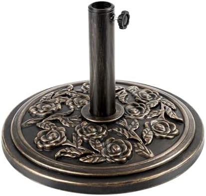 18 Inch Cast Stone w/Resin Shell Patio Umbrella Base, Bronze