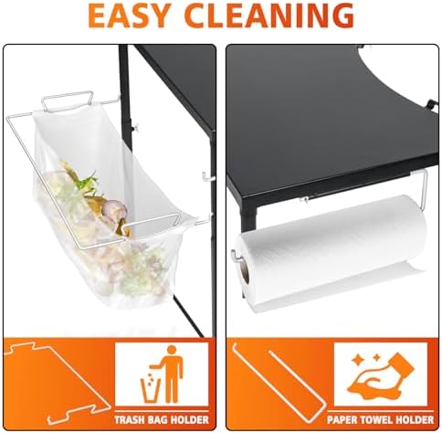 Grill Side Table for Weber Kettle 22/26, Weber Smokey Mountain 22 Grill, Grill Work Table for Weber Master Touch, Premium, Kettle Grill Accessories, Adjustable Height Charcoal Kettle Grill Table