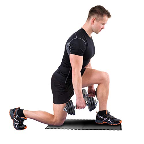 EVA Foam Mat Tiles 4-Pack - 16 SQ FT of Interlocking Padding for Garage, Playroom, or Gym Flooring - Workout Mat or Baby Playmat by Stalwart (Black)