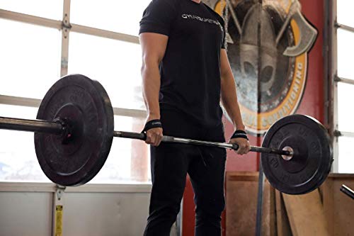 Gymreapers Olympic Lifting Straps for Weightlifting, Snatch, Clean, Powerlifting, Strongman, Deadlifts - Durable Cotton with Reinforced Stitching (Pair) (Black)