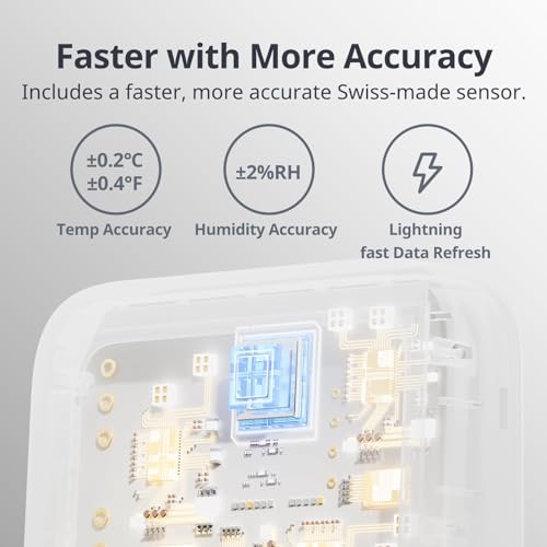 SwitchBot Thermometer Hygrometer, Bluetooth Indoor Humidity Meter for Home, Temperature Sensor with App Control, Large LCD Display, Notification Alerts, 2-Year Data Storage Export