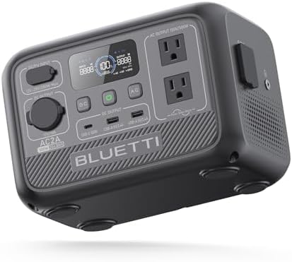 BLUETTI Solar Generator AC2A, 204Wh LiFePO4 Battery Backup w/ 2 300W (600W Power Lifting) AC Outlets, Recharge from 0-80% in 45 Min., for Camping (Solar Panel Optional)