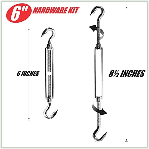 ColourTree Hardware Kit Winch Set for Triangle Sun Shade Sails Canopy, Easy-Tensioning, 316 Military-Grade Stainless Steel(Winch + Hardware Kit + Cables)