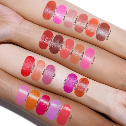 Oulac Moisture Shine Bright Red Lipstick - 2 in 1 Shimmer Lipstick & Lip Balm, Juicy & Glossy Finish, Long Lasting Hydrating, Smooth for Dry, Cracked and Chapped Lips, Vegan 2.2g/0.07oz (S01)