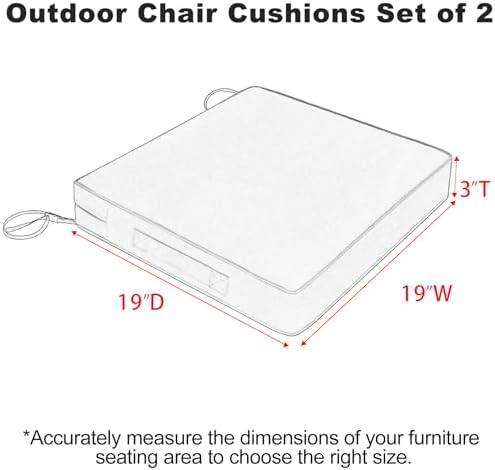 Favoyard Patio Chair Cushions 19 x 19 x 3 Inch Waterproof Outdoor Seat Cushions for Patio Furniture 3-Year Color Fastness Garden Sofa Couch Chair Pads with Handle & Adjustable Straps Set of 2, Spice