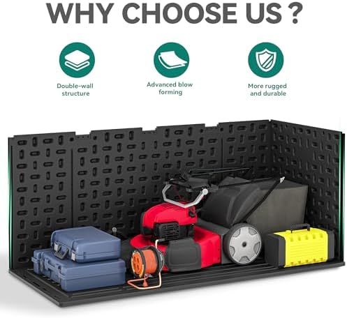 YITAHOME 230 Gallon Double-Wall Deck Box with Divider & Side Handles, Outdoor Large Storage for Patio Furniture Cushions, Garden Pool Accessories, Water Resistant & Lockable