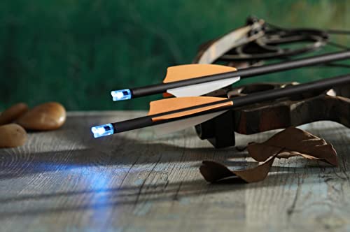 DEEPOWER Crossbow Lighted Nock with ON/Off Switch 4 Pack with .285”/.297”/.300”/.305” Bushings LED Nock Universal Fit for Bolts (Blue)