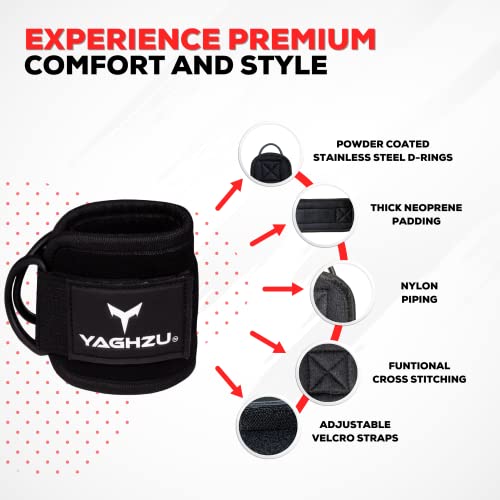YAGHZU Ankle Straps for Cable Machines Women - Adjustable Gym Ankle Strap for Cable Machine, Neoprene Padded Cable Straps, Durable Leg Strap with Cable Cuff, Glute Kickback Ankle Strap with D Rings