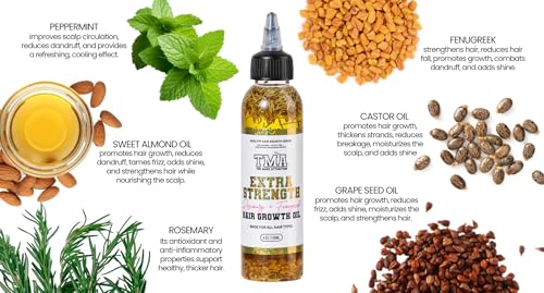 The Mane Attraction Extra Strength Rosemary + Fenugreek Herbal Hair Growth Oil | Infused With Castor Oil for ALL Hair Types