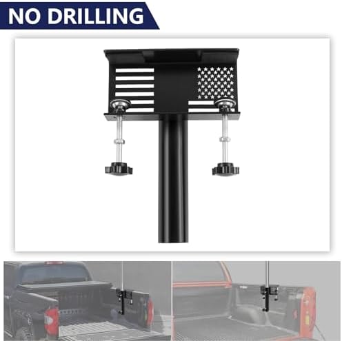 Flagpole Holder for Truck Bed, No Drilling Pickup Truck Flagpole Mount in Bed,Trailer Bed Flag Holder, Fit Up to 1.3 Inch Flag Pole (Black, Pack of 2)