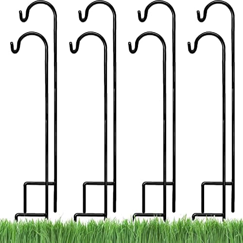 Ashman Shepherd's Hooks 35 Inch (8 Pack), Black, Made of Premium Metal for Hanging Solar Lights, Bird Feeders, Mason Jars, Christmas Lights, Lanterns, Garden Stakes and Wedding Décor.