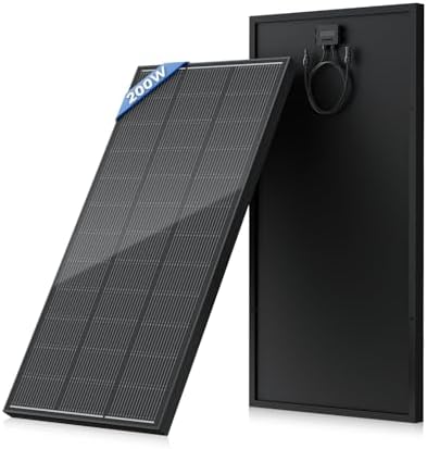 200 Watt Solar Panel 18BB, 25% High Efficiency, N-Type 12V 200W Solar Panel, Monocrystalline PV Modules, for Rooftop, RV, Farm, Trailer, Marine, Home Off-Grid System