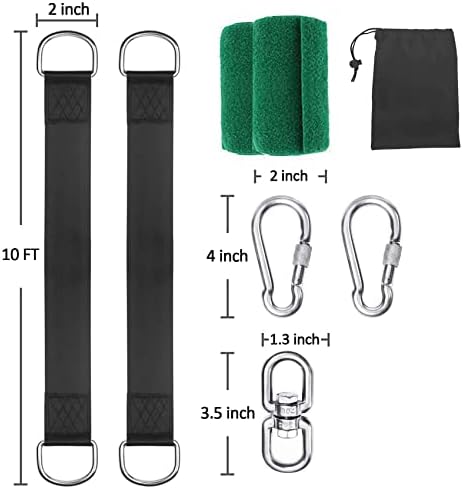 Safe Tree Swing Hanging Straps Kit, 3FT/10FT/15FT/20FT, Heavy Duty Holds 5500LBS Extra Long Adjustable Tree Swing Straps, Easy & Fast Way to Hang Any Swing or Hammock(10 FT)