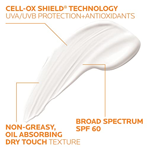 La Roche-Posay Anthelios Clear Skin Sunscreen Dry Touch SPF 60, Oil Free Sunscreen For Face, Oil Absorbing, Broad Spectrum SPF + Antioxidants, Non-Greasy, Oxybenzone Free, Travel Size