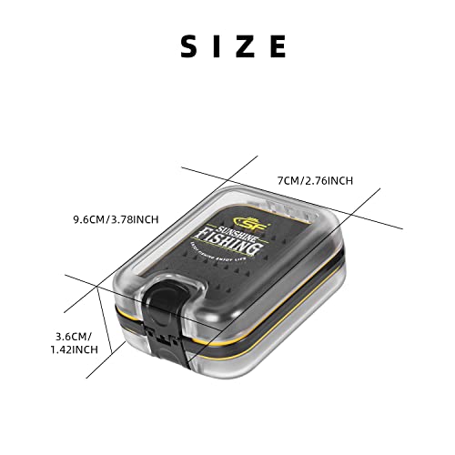 SF Plastic Waterproof Pocket Fly Fishing Box Double Side Clear Lid Easy Grip Foam with Lanyard Mini Fly Box
