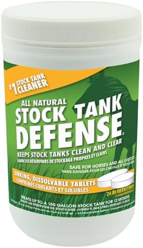 Airmax Stock Tank Defense, Livestock Water Trough Cleaner, Clean Drinking Tanks for Horse, Cattle, Goat & Chicken, Safe & Easy-to-Use Cleaning Tablet Treatment for Farming & Agricultural Use, 24 Tabs