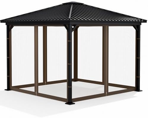 Gazebo Replacement Netting Screen Mosquito Net Screen Walls for 10 x 10 ft Outdoor Gazebo Canopy, 4-Panel with Double Zippers for Outdoor Patio (Only Netting)
