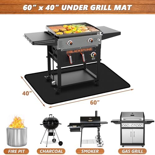 60 x 40 inch Under Grill Mats for Outdoor Grill, Oil and Waterproof, Double-Sided Fireproof Fire Pit Fireplace Outdoor BBQ Mat for Protecting Deck and Lawn