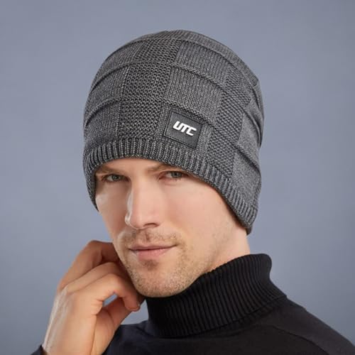 Tillonetiy Men's Beanie Hat Winter Hat - Casual Knit Skull Hat Warm Thick Fleece Socks Hat Women's Beanie Hat (Black)