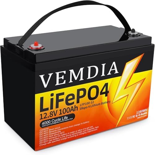 12V 100Ah LiFePO4 Lithium Battery, Group 31 Low-Temp Protection LiFePO4 Battery Built-in 100A Smart BMS, 15000 Deep Cycles Rechargeable Batterys Life Great for RVs, Solar, Wind Power, Home