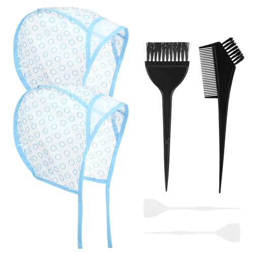 6 PCS Highlights Hair Color Kit, With 2 Coloring Caps, 2 Spatula With Crochet Hook, 2 Dye Brush, Hair Highlighting Kit Styling Tools for Salon & DIY Dyeing