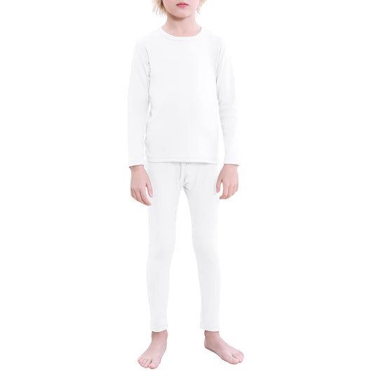 Zando Boys ThermaL Underwear Set for Kids Long Underwear Kids Base Layer for Boys GirLs Compression Long JohnsB White9T-10T