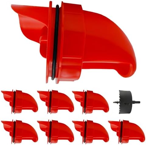 [8 Pack] Aopchry Automatic Chicken Feeder (Red), Chicken Feeders No Waste Feed, Egg Shaped Thickened Design, Rain-Proof, Suitable for Various Poultry, with Mounting Hole Opener