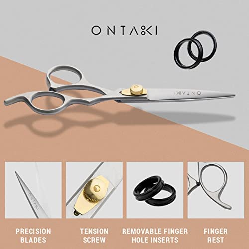 Ontaki Hair Cutting Scissors 6.5" - Japanese Steel Shears for Beard & Mustache - Hand-Forged Tool for Barbers, Men & Women - Sharp Hair Shears