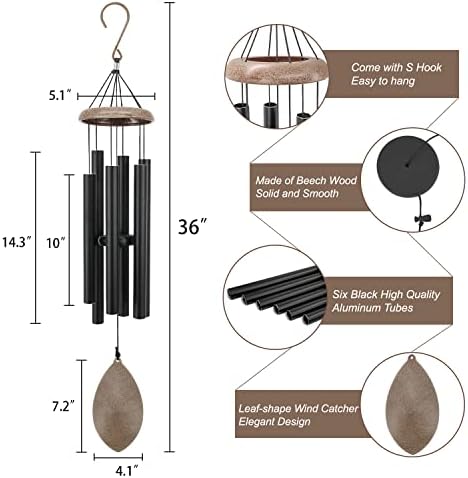ASTARIN Wind Chimes for Outside Deep Tone,36 Inch Windchime Outdoors，Chimes for Outdoors,Sympathy Wind Chimes Memorial for Mom Dad，All Metal Wind Chime