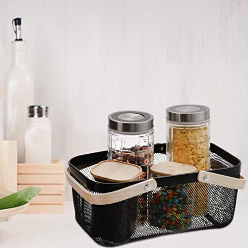 ZEAYEA Mesh Storage Basket with Handle, Garden Harvest Basket, Mesh Fruit Vegetables Gathering Basket Bin, Multi-functional Metal Wire Basket for Kitchen Garden Picnic Cabinet