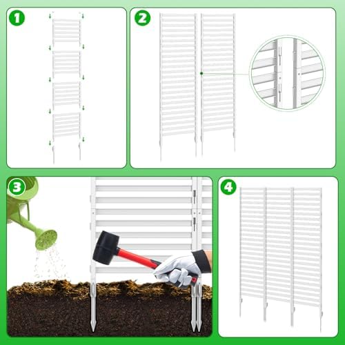 OUSHENG 47in H x 48in W Air Conditioner Fence Privacy Screen, Pool Equipment Enclosure Trash Garbage Can Hider Outdoor for AC Outside Units Garden Balcony Patio, White