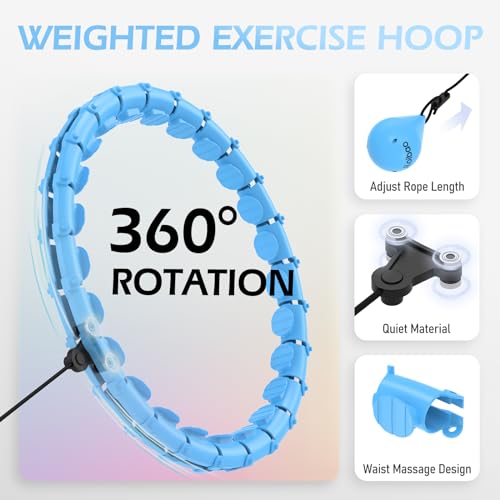JLoibao Weighted Hula Circle with 24 Links for Adults Weight Loss, Infinity Fitness Hoop Plus Size, for Women Smart Exercise Equipment