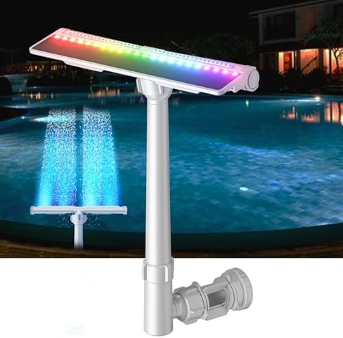 Solar Pool Fountain for Above and In-ground Pools, with 10-Color Lights and Auto Light Sensing Pool Sprinkler Fountain 360° Adjustable Dual Spray High Pressure Pool Waterfall