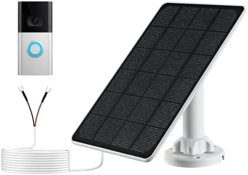 Solar Panel Charger Compatible with Ring Video Doorbell 3/3+/4, Battery Video Doorbell Plus, 13ft Waterproof Charging Cable, 360°Adjustable Mount,5W 5V, 7.5 * 6.4"