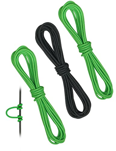 THREE ARCHERS Archery D Loop Rope for Compound Bow D Ring Buckle Release Nocking Loop Material（Pack 3） Bowstring Serving Thread D Loop Buckle (2 Green+Black)