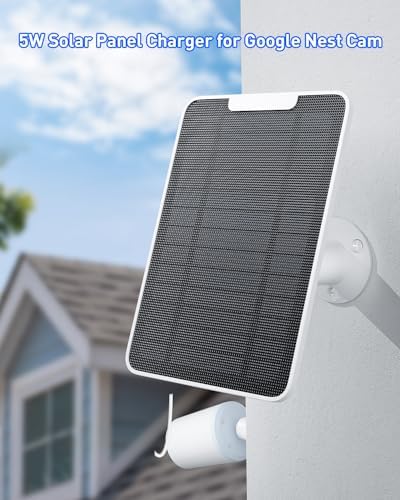 Premium Solar Panel for Google Nest Camera, 5W Camera Solar Panel Power for Google Nest Cam Outdoor & Indoor (Battery Version), Special Made for Google Nest Cam, IP65 Waterproof, w/ 13ft Cable, 2 Pack