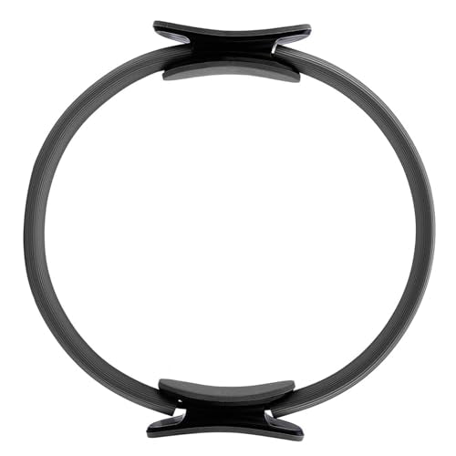 Gavigain Yoga Circle 4 Color Double Grip Yoga Pilates Ring Resistance Circle Portable Fitness Circle for Thigh and Leg Fitness Muscle Lines (Black)