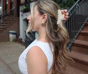 The RPZL Premium Acetate Big Hair Accessory | Oversized Claw Clip for Thick and Thin Hair | Stylish Hair Jaw Clip for Women and Girls (Bride Cream)