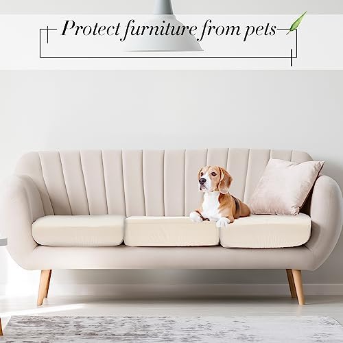 Newwiee 8Pcs Patio Cushion Covers Stretch Outdoor Cushion Cover Replacement for Patio Furniture Sofa Couch Slipcovers, Soft Flexibility Washable Furniture Protector(Waterproof Pure,Beige)
