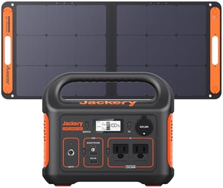 Jackery Solar Generator 300, 293Wh Backup Lithium Battery with 1XSolar Panel SolarSaga 100W, 110V/300W Pure Sine Wave AC Outlet for RV Outdoors Camping Travel Blackout
