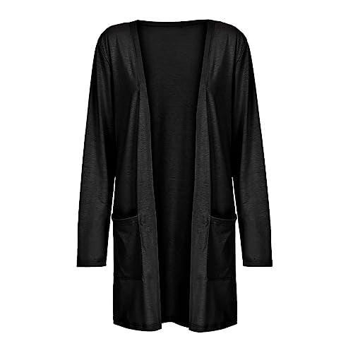 Lightweight Cardigan for Women 2024 Fall Casual Solid Long Sleeve Open Front Cardigans Outwear with Pockets