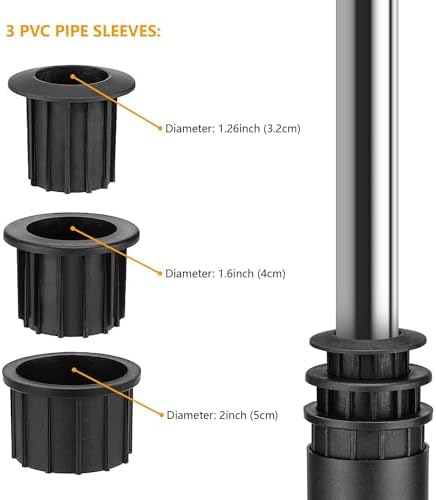 Stainless Steel Umbrella Deck Mount, Heavy Duty Patio Umbrella Holder, (Fits Umbrellas up to 2"), Patio Umbrella Base, Can be Mounted on a Flat Surface or at Right Angles to Save Space(1 Set, Black)