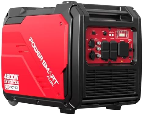 PowerSmart 4800-Watt Portable Inverter Generator with Wheels Handle Kit, CO Sensor, Quiet, 30 Amp for RV-Ready, HB5046C